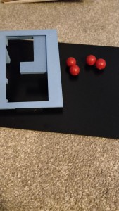 Red joystick balls and screen frame
