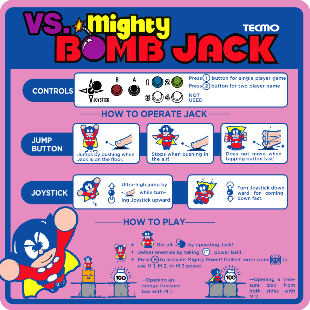 An original creation, Vs Mighty Bomb Jack Red Tent Instruction Marquee Card